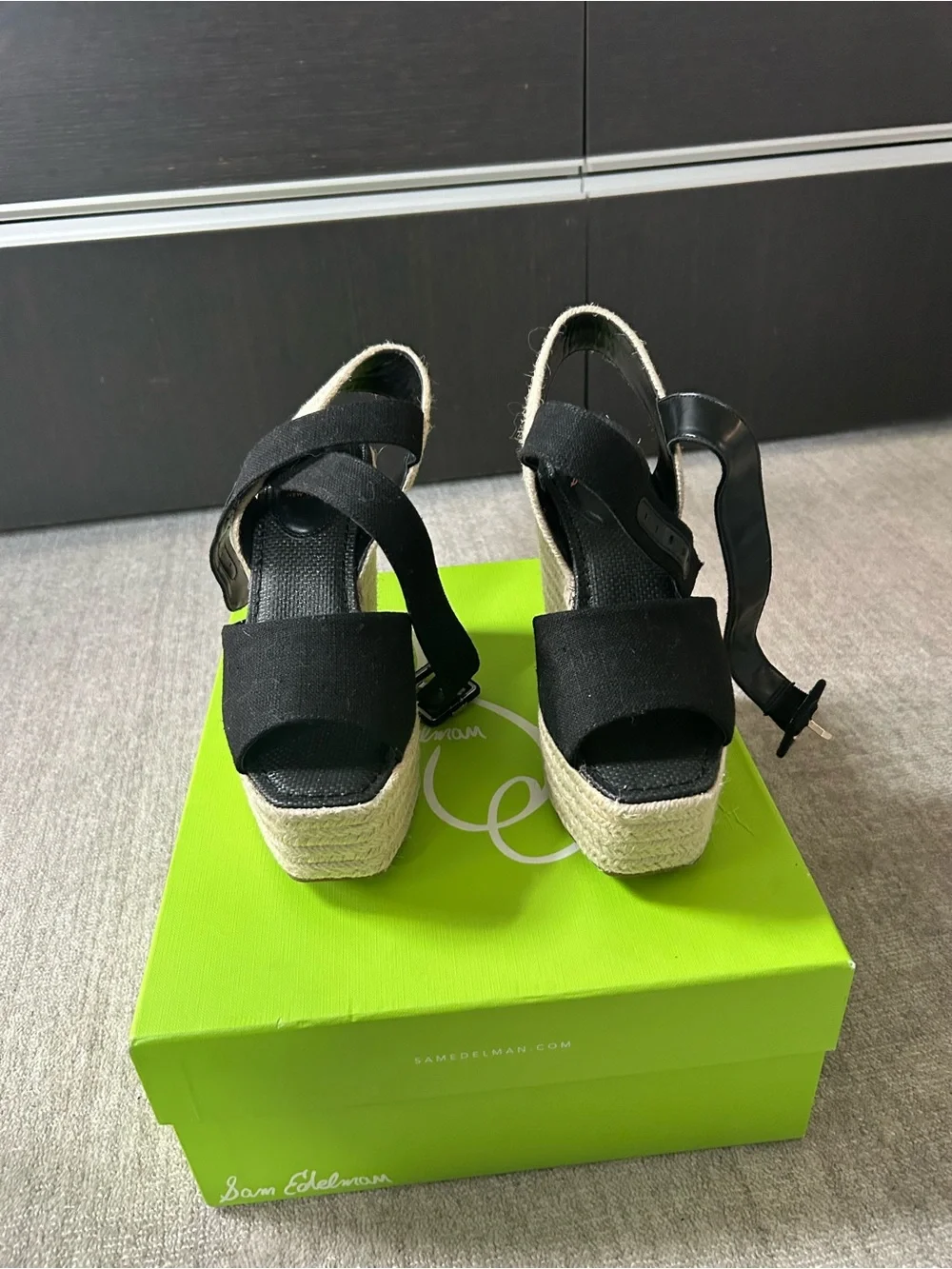 Sam Edelman Black Espadrille Platform Wedge Sandals